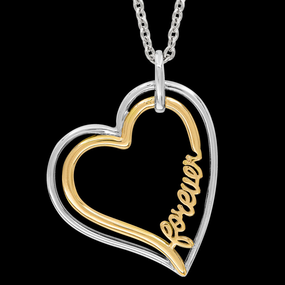 ENGLELSRUFER FOREVER HEART SILVER GOLD NECKLACE - CLOSE-UP