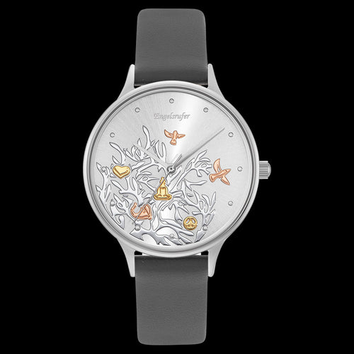 ENGELSRUFER TREE OF LIFE SILVER  LEATHER WATCH