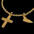 SAVE BRAVE MEN'S FAITH CROSS & WING STAINLESS STEEL GOLD NECKLACE