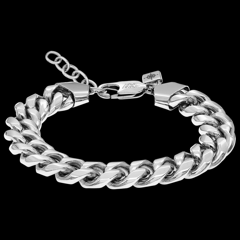 SAVE BRAVE MEN'S FINLEY CURB LINK STAINLESS STEEL BRACELET