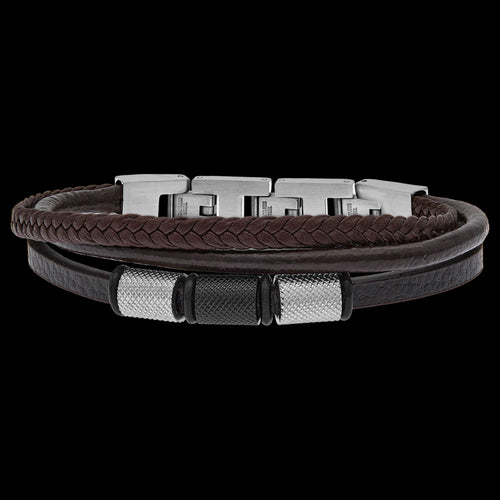 SAVE BRAVE MEN'S FLYNN BEAD LEATHER BRACELET