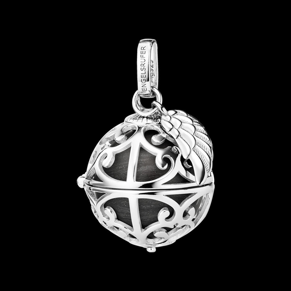 ENGELSRUFER SILVER GREY PEARL WING ANGEL SOUNDBALL PENDANT - SMALL SIZE