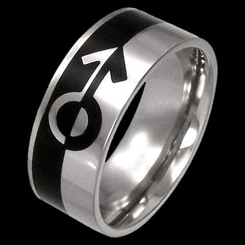 STAINLESS STEEL MEN’S MARS MALE SYMBOL RING