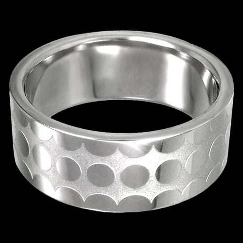 STAINLESS STEEL MEN’S RETRO DOTS RING - FRONT VIEW