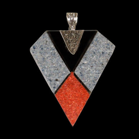 BLUE & RED CORAL STERLING SILVER NECKLACE