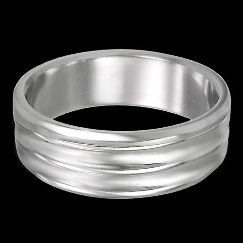 STAINLESS STEEL MEN’S DUAL CHANNEL RING - FRONT VIEW