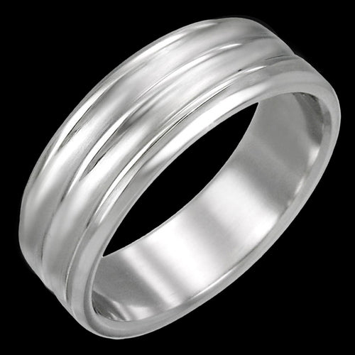 STAINLESS STEEL MEN’S DUAL CHANNEL RING