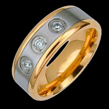 TITANIUM THREE ZIRCON RING