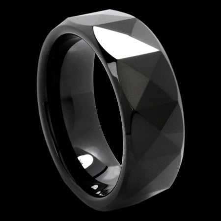 TUNGSTEN MEN’S DIAMOND CUT BLACK RING