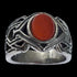 STAINLESS STEEL CARNELIAN STONE CELTIC RING - FRONT VIEW