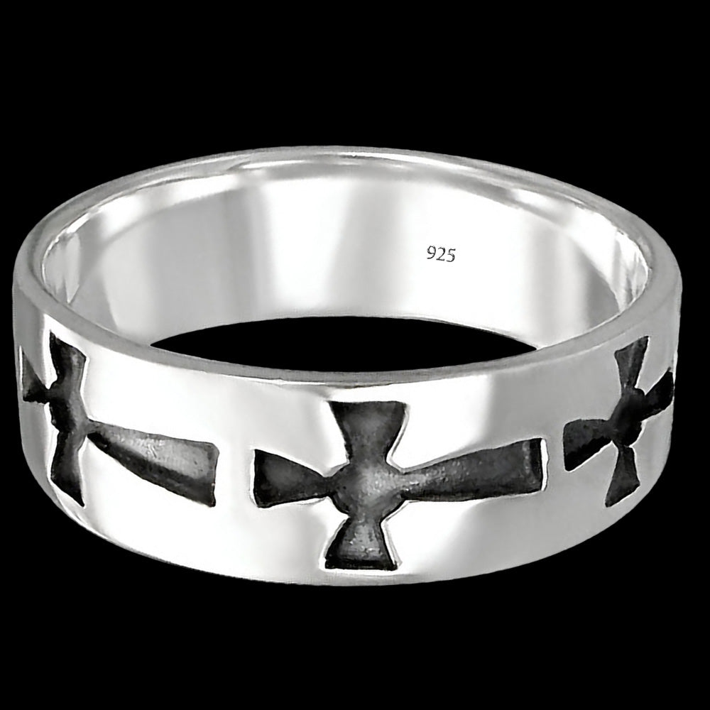 Top View Celtic Cross Ring Men's Sterling Silver | Australia