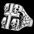 STAINLESS STEEL SQUARE CROSS & SKULLS RING - ANGLE VIEW
