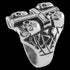 STAINLESS STEEL SQUARE CROSS & SKULLS RING - SIDE VIEW