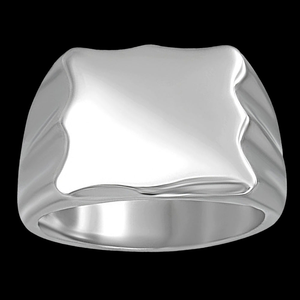 STAINLESS STEEL MEN'S BLANK SIGNET RING - FRONT VIEW