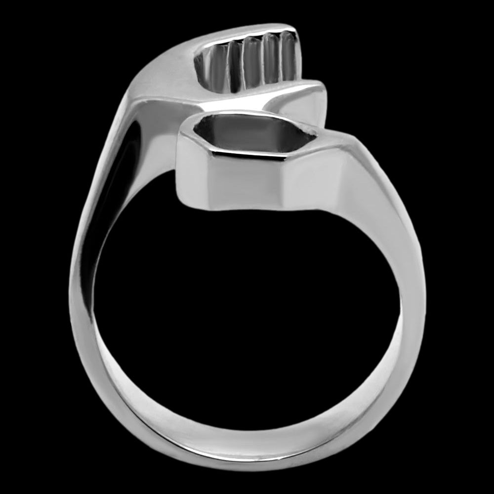 STAINLESS STEEL MEN'S SPANNER RING - SIDE VIEW