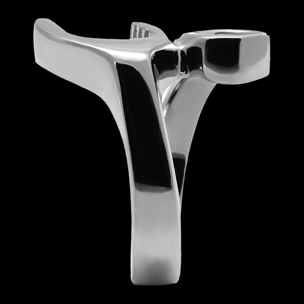 STAINLESS STEEL MEN'S SPANNER RING - SIDE VIEW 2