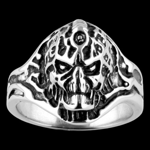 STAINLESS STEEL MEN'S SKULL EXOSKELETON RING