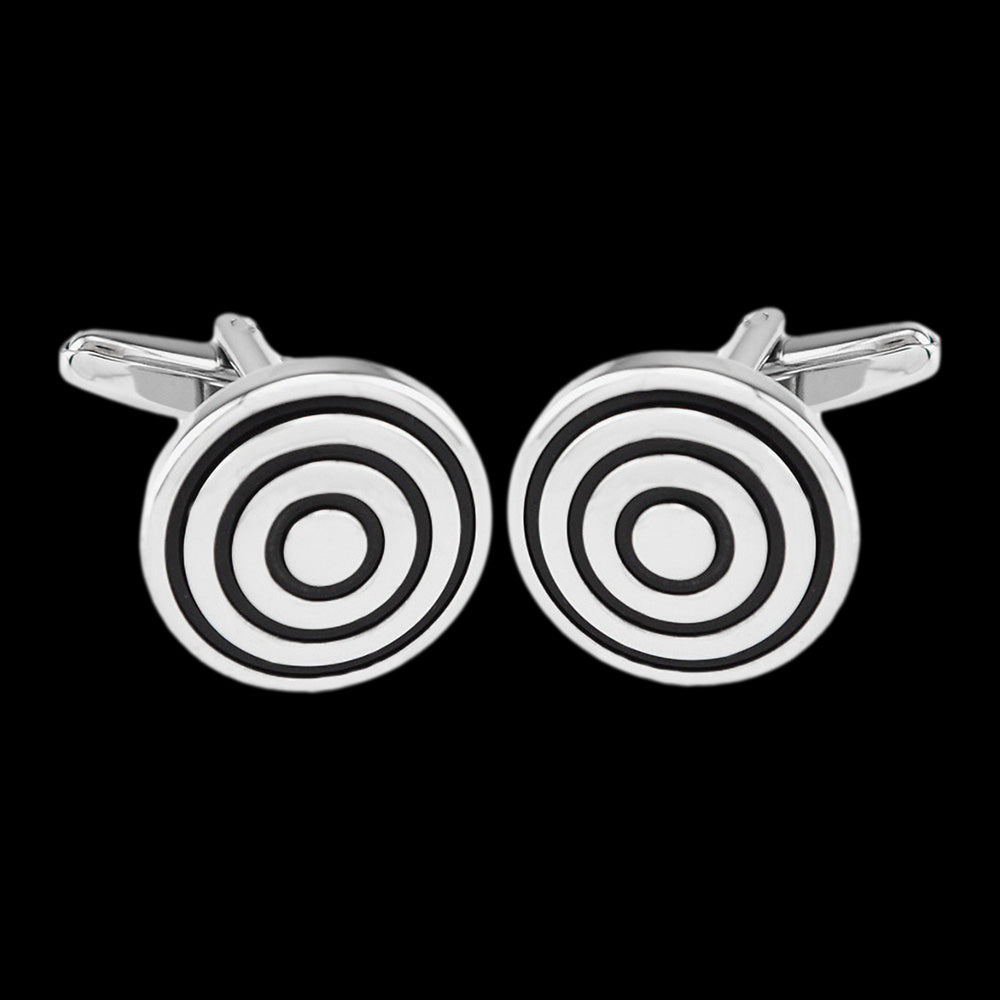 STAINLESS STEEL MEN'S BLACK TARGET CUFFLINKS