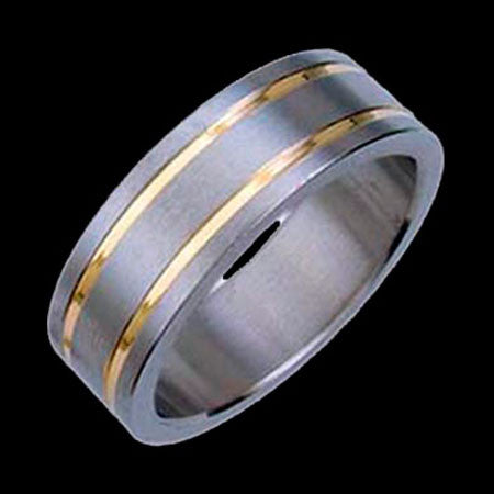 TITANIUM DUAL GOLD BANDS RING