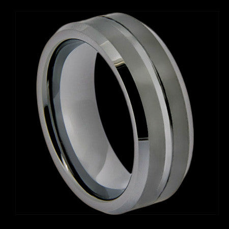 TUNGSTEN CARBIDE SINGLE GROOVE MATTE FINISH RING