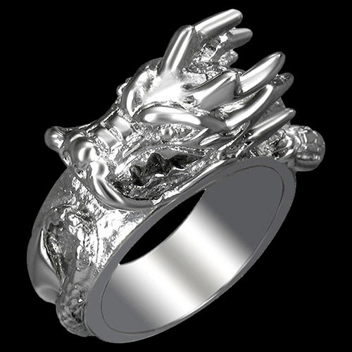 STAINLESS STEEL MEN'S COILED DRAGON RING