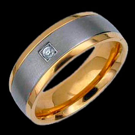 TITANIUM TWO-TONE MATTE CZ RING