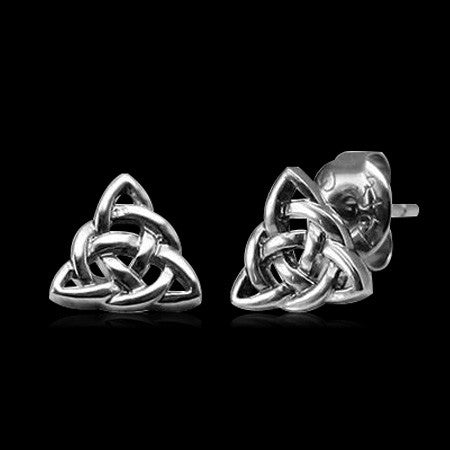 STAINLESS STEEL CELTIC TRINITY STUD EARRINGS