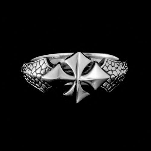 KOOLKATANA STAINLESS STEEL KNIGHT'S CROSS RING - FRONT VIEW