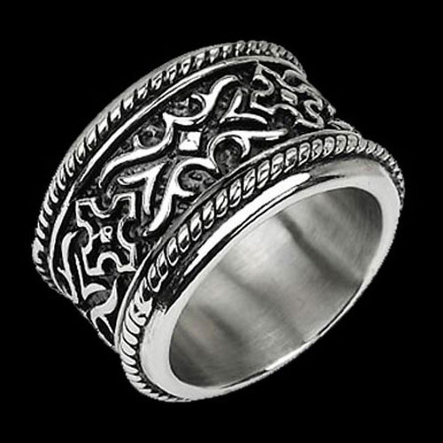 STAINLESS STEEL MEN'S KNIGHT'S ARMOUR ULTRA WIDE RING
