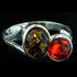 STERLING SILVER DOUBLE GREEN & COGNAC AMBER DROPS RING