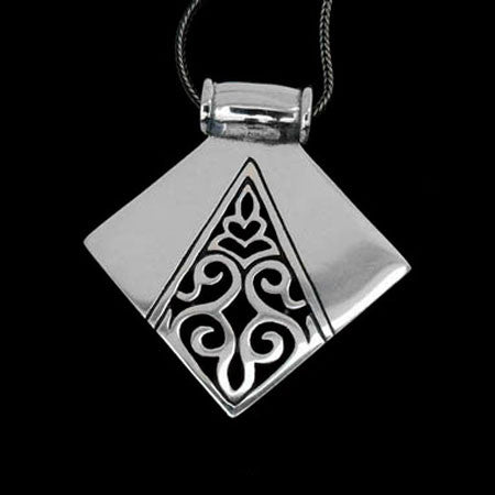 STERLING SILVER PIERCED SHIELD  NECKLACE