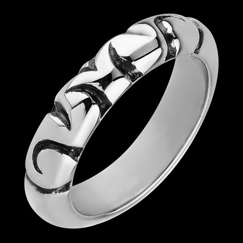 STAINLESS STEEL MEN'S TRIBAL ETCHED BLACK RING