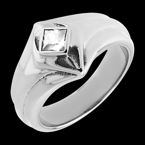 STAINLESS STEEL MEN'S CRYSTAL DIAMOND RING