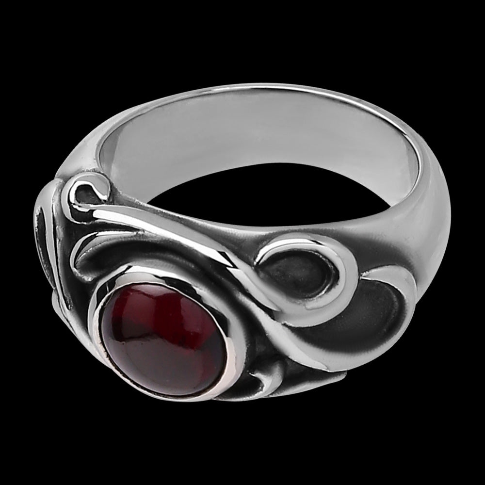 STAINLESS STEEL RED CRYSTAL MYSTICAL POWER RING - TOP VIEW