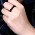STAINLESS STEEL MEN'S LAVA BLACK THIN BAND RING - HAND VIEW