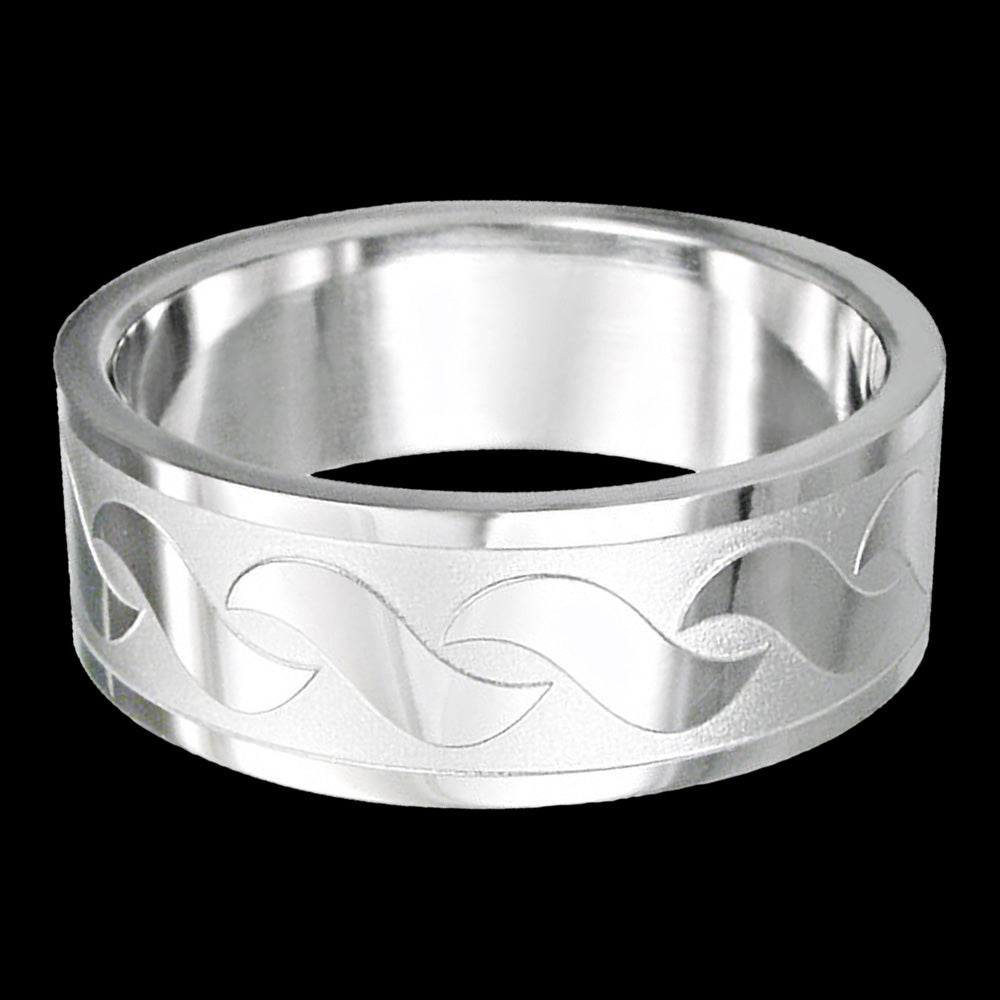 STAINLESS STEEL MEN'S CELTIC WAVE SATIN FINISH RING - TOP VIEW