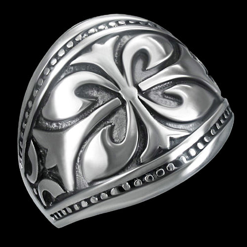 STAINLESS STEEL MEN'S FLEUR DE LIS SIGNET RING