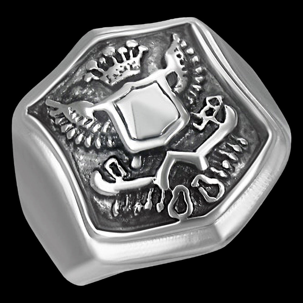 STAINLESS STEEL MEN'S POWER & PROTECTION SIGNET RING – Silver Steel