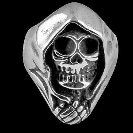 STAINLESS STEEL SHROUDED SKULL RING - 2