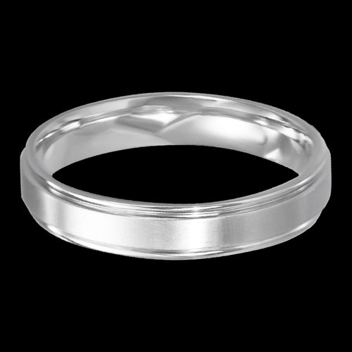 STAINLESS STEEL MEN'S THIN BAND MATT FINISH RING - TOP VIEW