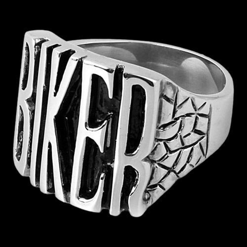 STAINLESS STEEL MEN'S BIKER IDENTITY RING