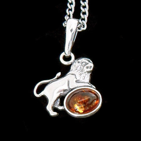 STERLING SILVER & AMBER ZODIAC NECKLACE LEO