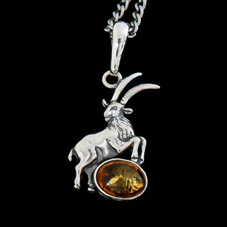 STERLING SILVER & AMBER ZODIAC NECKLACE CAPRICORN