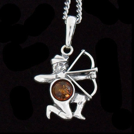 STERLING SILVER & AMBER ZODIAC NECKLACE SAGITTARIUS