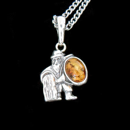 STERLING SILVER & AMBER ZODIAC NECKLACE AQUARIUS