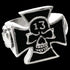 STAINLESS STEEL IRON CROSS SKULL LUCKY 13 RING