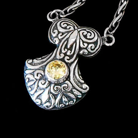 STERLING SILVER CITRINE FILIGREE BLADE NECKLACE - 2