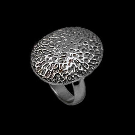 STAINLESS STEEL OVAL CORAL PATTERN RING