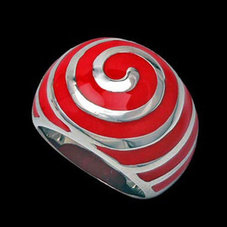 STAINLESS STEEL RED ENAMEL VORTEX RING