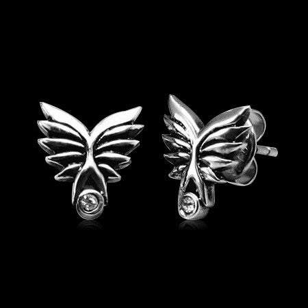 STAINLESS STEEL BUTTERFLY CZ EARRINGS